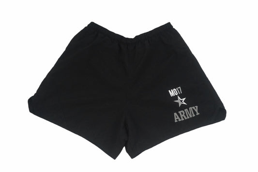 Black Army Shorts with Grey Mo17 and Combat Star on Left Leg